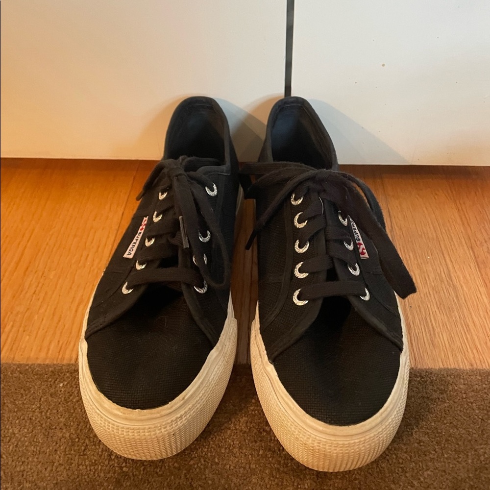 Black platform superga sneakers